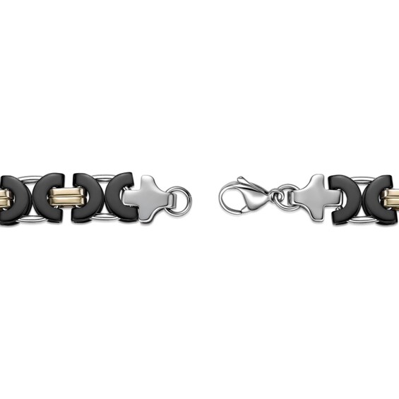 11.0mm Link Chain Necklace in Solid Stainless Steel with Black and Yellow Ion Plate - 24"
