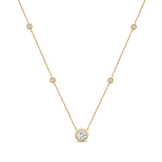 5/8 CT. T.w. Certified Lab-Grown Diamond Bezel-Set Station Necklace in Sterling Silver with 14K Gold Plate (I/Si2)