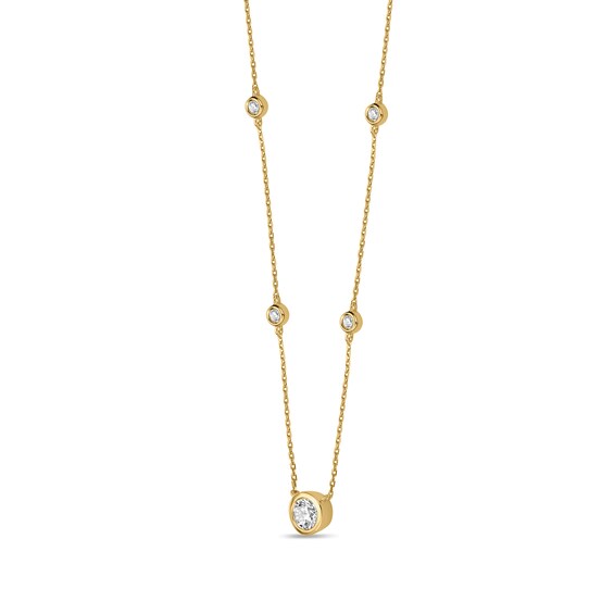 5/8 CT. T.w. Certified Lab-Grown Diamond Bezel-Set Station Necklace in Sterling Silver with 14K Gold Plate (I/Si2)