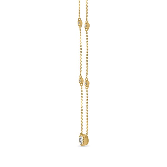 5/8 CT. T.w. Certified Lab-Grown Diamond Bezel-Set Station Necklace in Sterling Silver with 14K Gold Plate (I/Si2)