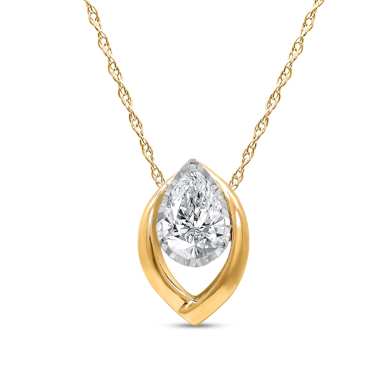 Main Image 2 of 1 CT. T.W. Pear-Shaped Certified Lab-Grown Diamond Solitaire Open Frame Pendant and Stud Earrings Set in 10K Gold