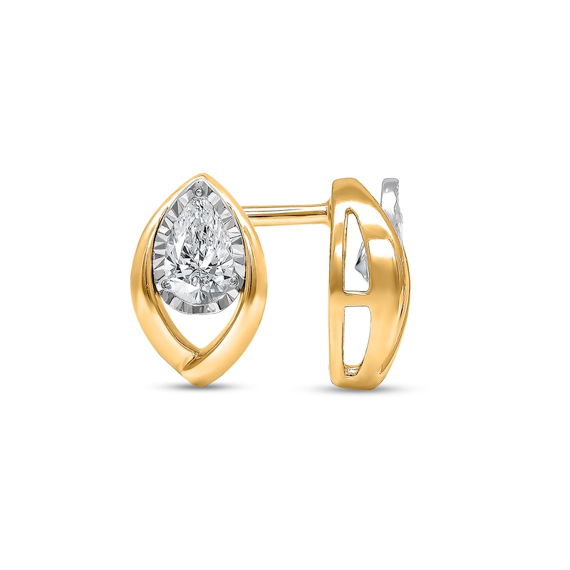 Main Image 3 of 1 CT. T.W. Pear-Shaped Certified Lab-Grown Diamond Solitaire Open Frame Pendant and Stud Earrings Set in 10K Gold