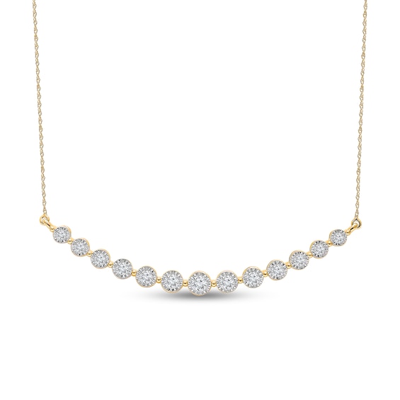 1 CT. T.w. Certified Lab-Grown Diamond Miracle Graduated Curved Bar Necklace in 10K Gold (I/Si2)