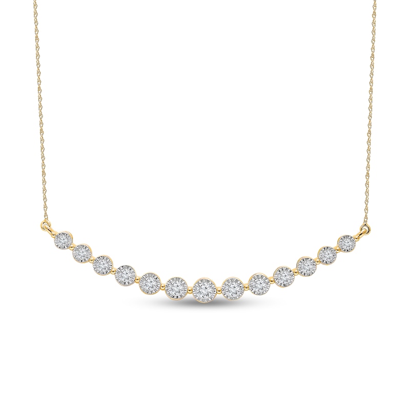 Main Image 1 of 1 CT. T.W. Certified Lab-Grown Diamond Miracle Graduated Curved Bar Necklace in 10K Gold (I/SI2)