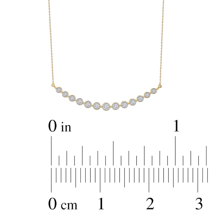 Main Image 2 of 1 CT. T.W. Certified Lab-Grown Diamond Miracle Graduated Curved Bar Necklace in 10K Gold (I/SI2)