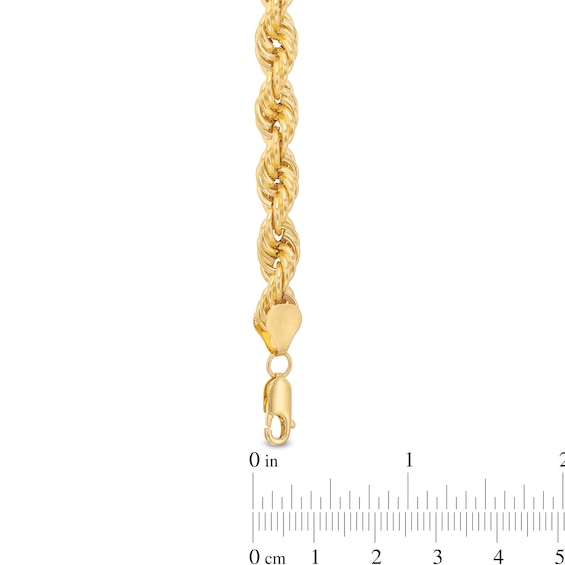 7.7mm Round Rope Chain Bracelet in Hollow 10K Gold - 7.5"