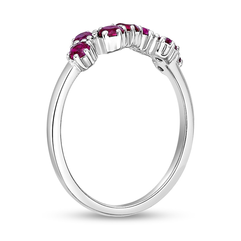 Main Image 2 of Lab-Created Ruby Seven Stone Zig-Zag Ring in Sterling Silver