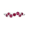 Thumbnail Image 4 of Lab-Created Ruby Seven Stone Zig-Zag Ring in Sterling Silver