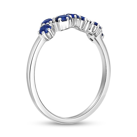 Blue Lab-Created Sapphire Seven Stone Zig-Zag Ring in Sterling Silver