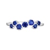 Thumbnail Image 4 of Blue Lab-Created Sapphire Seven Stone Zig-Zag Ring in Sterling Silver