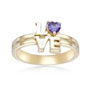Thumbnail Image 1 of 4.0mm Heart-Shaped Amethyst "LOVE" Ring in Sterling Silver with 14K Gold Plate