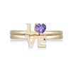 Thumbnail Image 3 of 4.0mm Heart-Shaped Amethyst "LOVE" Ring in Sterling Silver with 14K Gold Plate