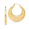 Thumbnail Image 1 of 28.6mm Graduated Textured Hoop Earrings in Hollow 10K Gold