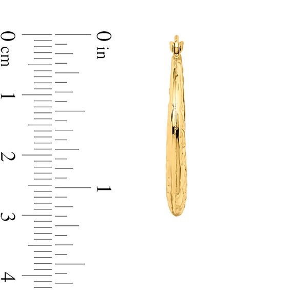 28.6mm Graduated Textured Hoop Earrings in Hollow 10K Gold
