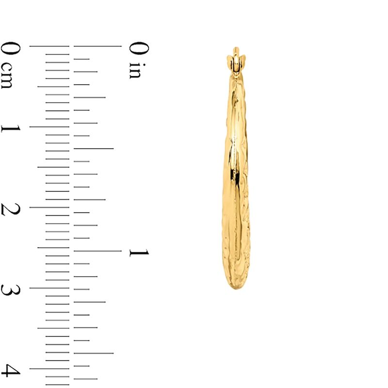 Main Image 2 of 28.6mm Graduated Textured Hoop Earrings in Hollow 10K Gold