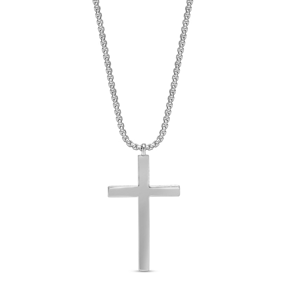 Black Spinel Edge Cross Pendant in Sterling Silver - 22â
