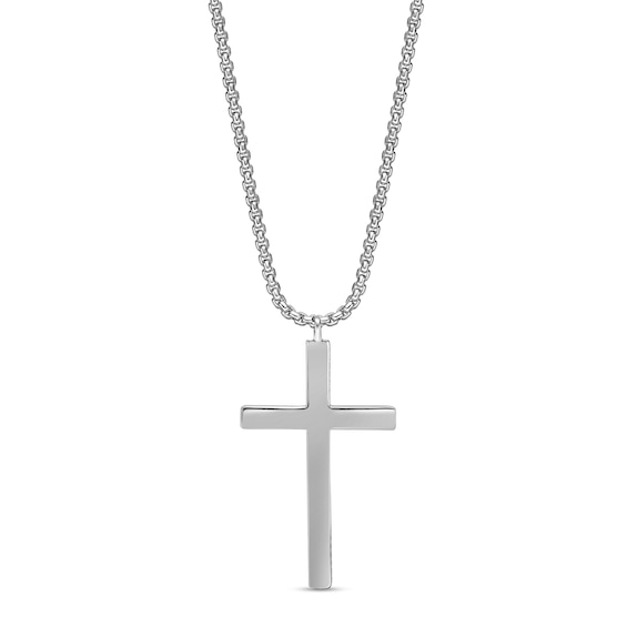 Black Spinel Edge Cross Pendant in Sterling Silver - 22â