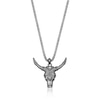 Thumbnail Image 1 of Black Spinel Oxidized Bull Skull Pendant in Sterling Silver - 24”