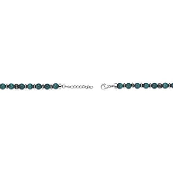 6.0mm Malachite Bead Strand Bracelet in Stainless Steel - 10.25â