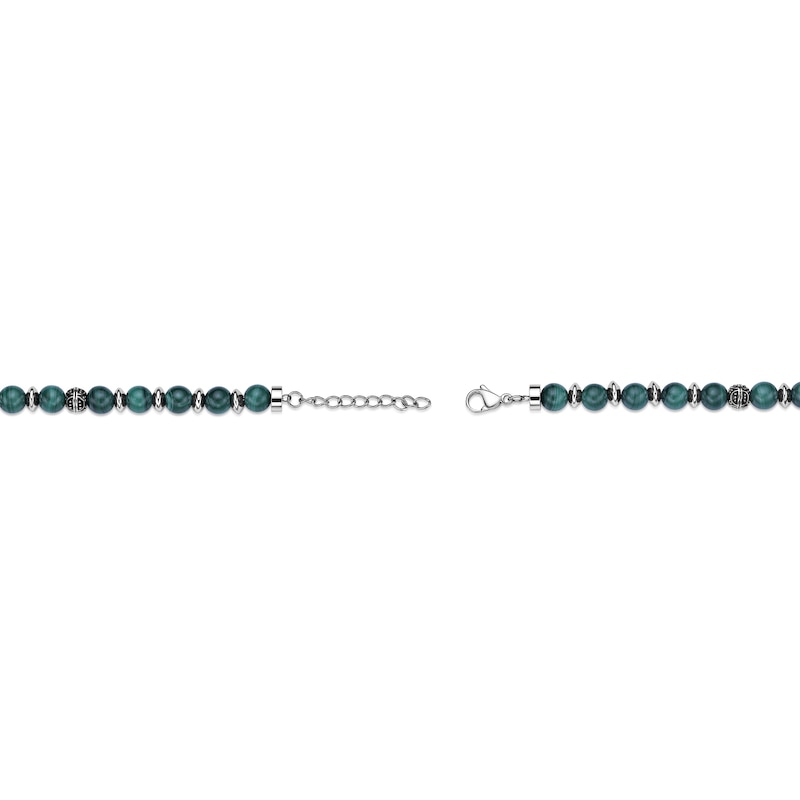 Main Image 4 of 6.0mm Malachite Bead Strand Bracelet in Stainless Steel - 10.25”