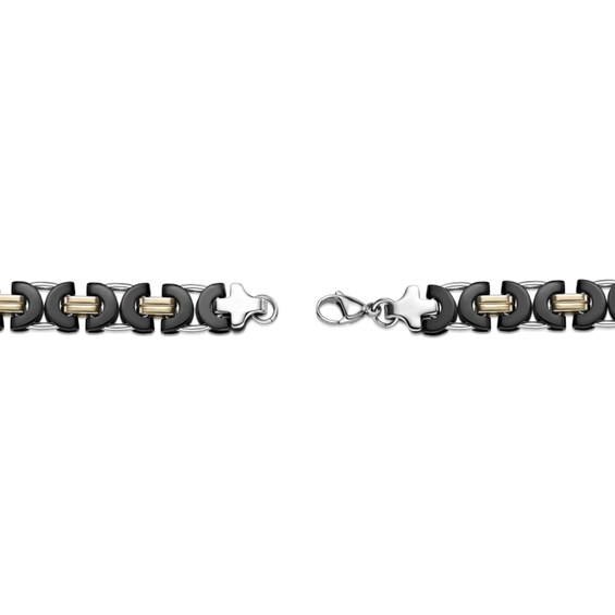 11.0mm Link Chain Bracelet in Solid Stainless Steel with Black and Yellow Ion Plate - 8.5"