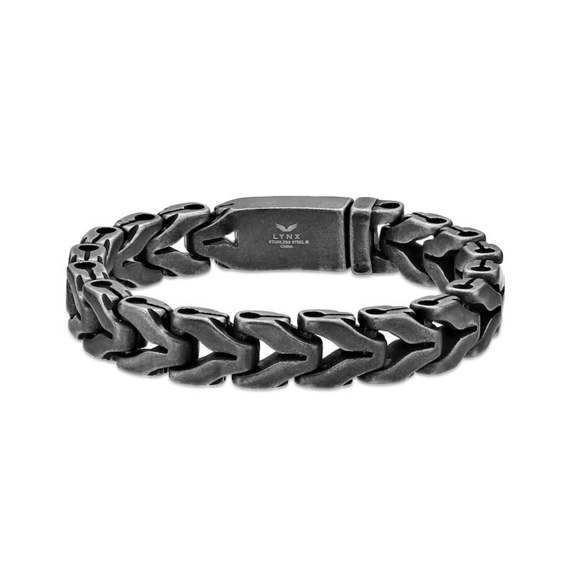 Main Image 1 of 12.0mm Antique-Finish Link Chain Bracelet in Solid Stainless Steel with Black Ion Plate - 8.5"