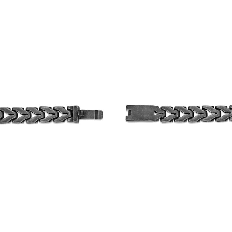 Main Image 3 of 12.0mm Antique-Finish Link Chain Bracelet in Solid Stainless Steel with Black Ion Plate - 8.5"