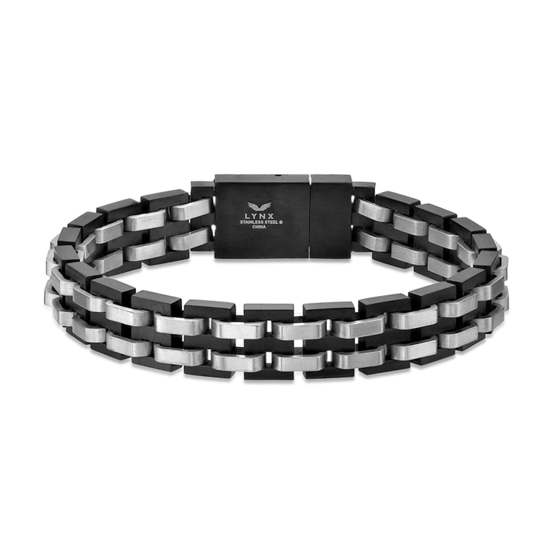 Main Image 1 of 11.5mm Link Chain Bracelet in Solid Stainless Steel and Black Ion Plate - 8.5"