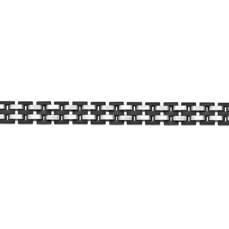 Main Image 2 of 11.5mm Link Chain Bracelet in Solid Stainless Steel and Black Ion Plate - 8.5"