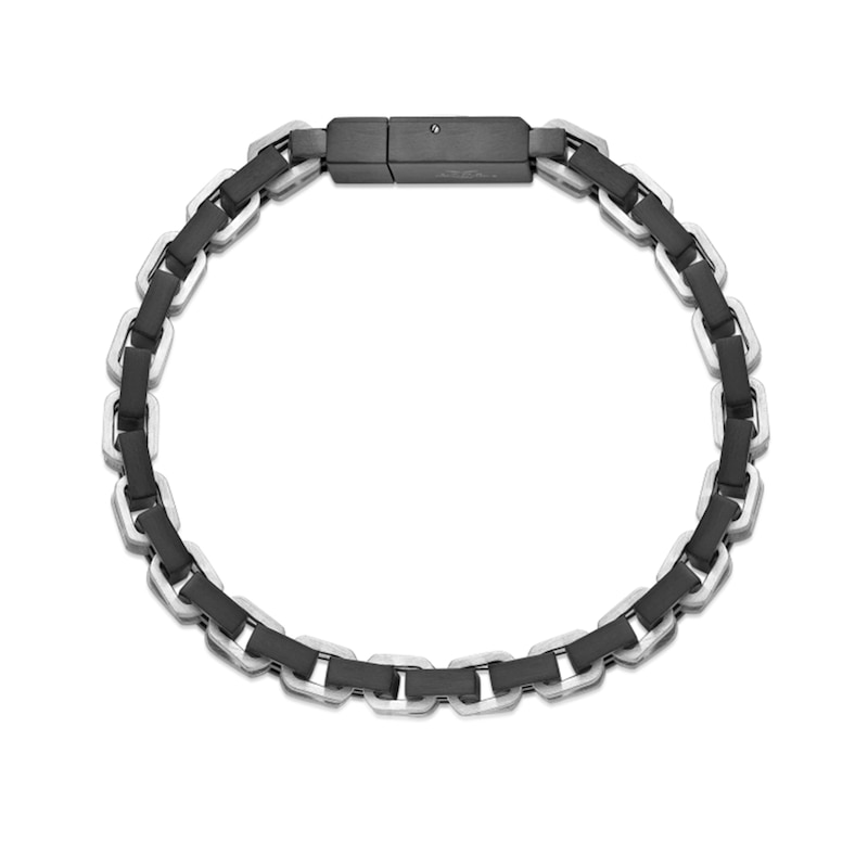 Main Image 4 of 11.5mm Link Chain Bracelet in Solid Stainless Steel and Black Ion Plate - 8.5"