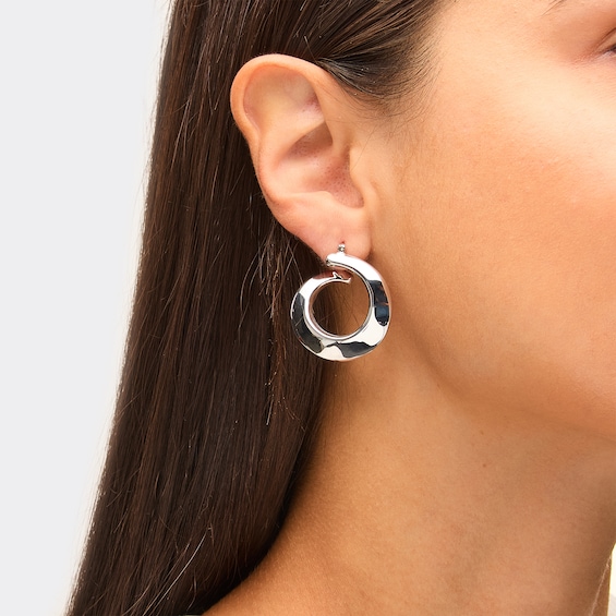 33.0mm Tapered Twist Hoop Earrings in Hollow Sterling Silver