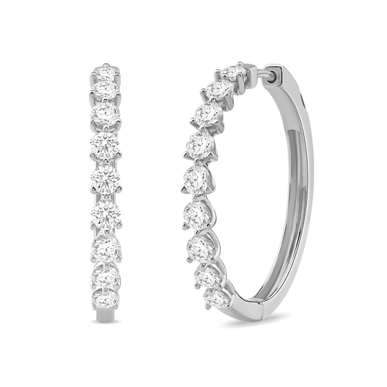 2 CT. T.w. Certified Lab-Grown Diamond Hoop Earrings in 10K White Gold (I/I1)