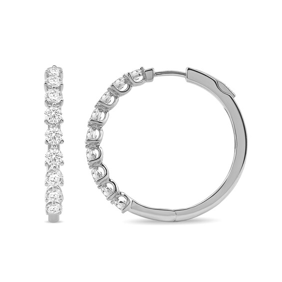 2 CT. T.w. Certified Lab-Grown Diamond Hoop Earrings in 10K White Gold (I/I1)