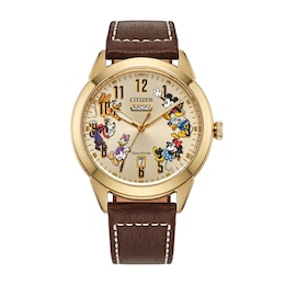 Citizen Eco-Drive® Disney Donald Duck and Crew 90th Anniversary Leather Strap Watch and Pin Box Set (Model: AW0093-04W)