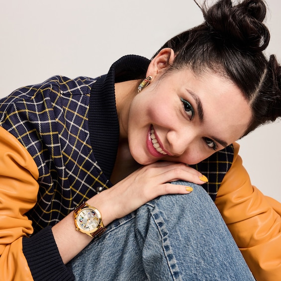 Citizen Eco-DriveÂ® Disney Donald Duck and Crew 90th Anniversary Leather Strap Watch and Pin Box Set (Model: Aw0093-04W)