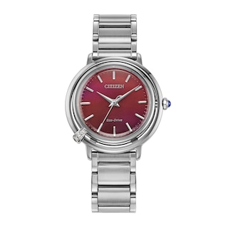 Ladies’ Citizen Eco-Drive® L Arcly Diamond Accent Watch with Deep Red Dial (Model: EM1091-67X)