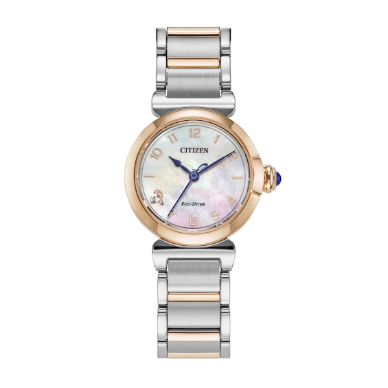 Ladiesâ Citizen Eco-DriveÂ® L Mae Dress Classic Two-Tone Watch with Mother-of-Pearl Dial (Model: Em1136-87D)