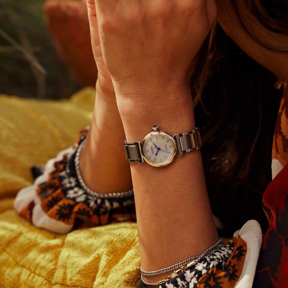 Ladiesâ Citizen Eco-DriveÂ® L Mae Dress Classic Two-Tone Watch with Mother-of-Pearl Dial (Model: Em1136-87D)