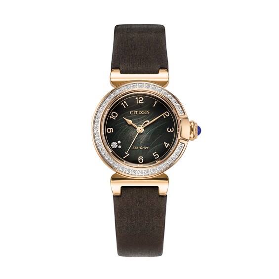 Ladiesâ Citizen Eco-DriveÂ® L Mae Dress Classic Diamond Rose-Tone IP Watch with Green Dial (Model: Em1123-62X)