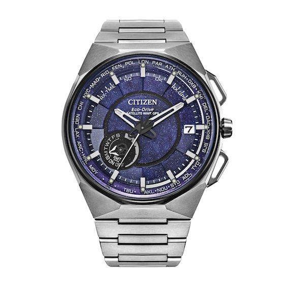 Menâs Citizen Eco-DriveÂ® Satellite Wave Super Titaniumâ¢ Sport Lux Watch with Indigo Dial (Model: Cc3097-52L)