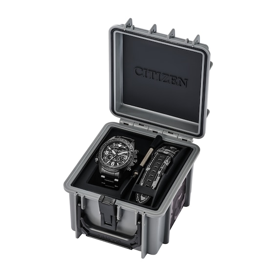 Limited Edition Menâs Citizen Eco-DriveÂ® Promaster Land Grey IP Chronograph Watch with Black Dial (Model: Jv1008-63E)