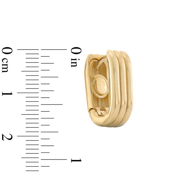 17.6mm Geometric Triple Row Hoop Earrings in Semi-Solid 10K Gold