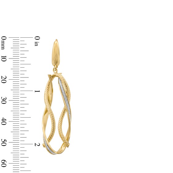 Glitter Enamel Rope-Textured Twist Drop Earrings in Hollow 10K Gold