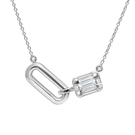 1/2 CT. T.w. Emerald-Shaped Certified Lab-Grown Multi-Diamond Link Necklace in 10K White Gold (F/Si2) - 17.5"