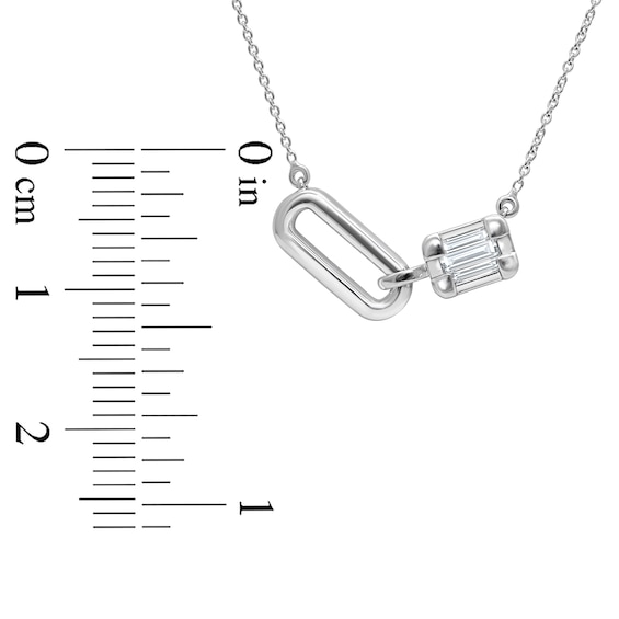 1/2 CT. T.w. Emerald-Shaped Certified Lab-Grown Multi-Diamond Link Necklace in 10K White Gold (F/Si2) - 17.5"