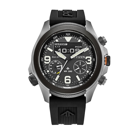 Menâs Citizen Eco-DriveÂ® Promaster Land Black Rubber Strap Watch with Black Dial (Model: Jv1007-07E)