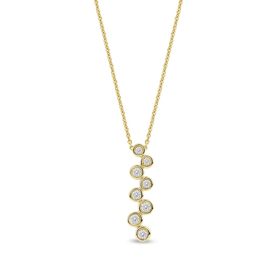 1/5 CT. T.w. Certified Lab-Grown Diamond Bezel-Set Zig-Zag Drop Pendant in 10K Gold (F/Si2)