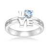 Thumbnail Image 1 of 4.0mm Heart-Shaped Swiss Blue Topaz "LOVE" Ring in Sterling Silver