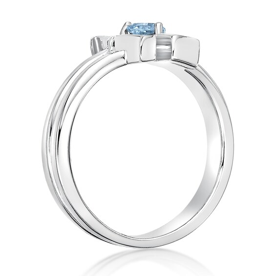 4.0mm Heart-Shaped Swiss Blue Topaz "Love" Ring in Sterling Silver