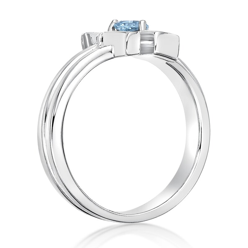 Main Image 2 of 4.0mm Heart-Shaped Swiss Blue Topaz "LOVE" Ring in Sterling Silver